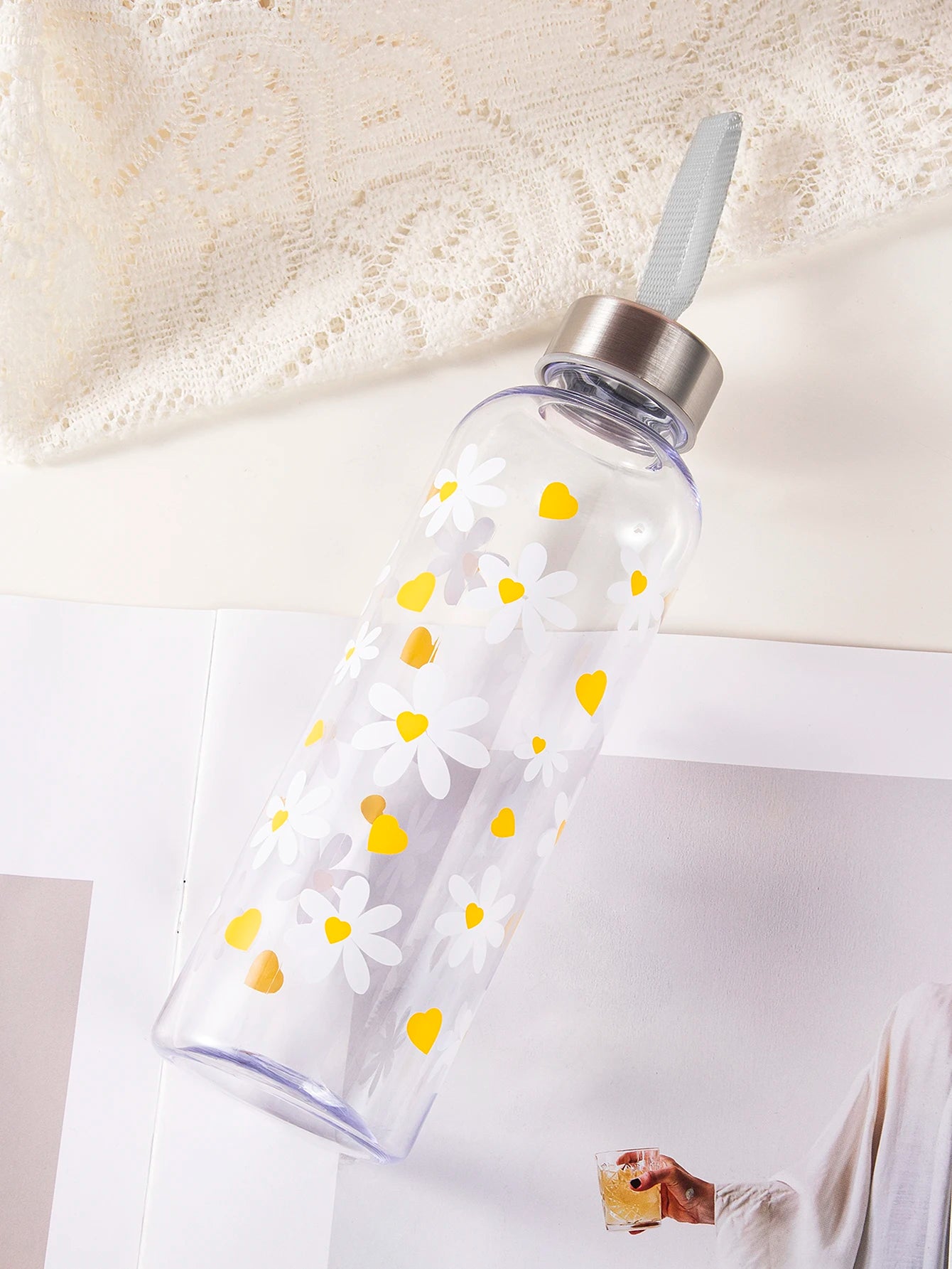 550ml Bowknot Daisy Water Bottle Leakproof Sport Cup for Gym Travel - 11