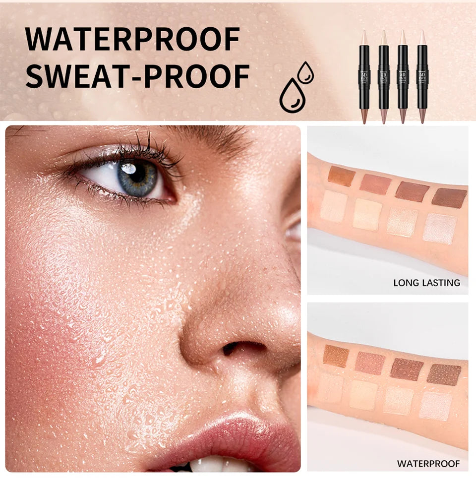 Dual-Ended Contour & Highlighter Stick Waterproof Face Bronzer - 11