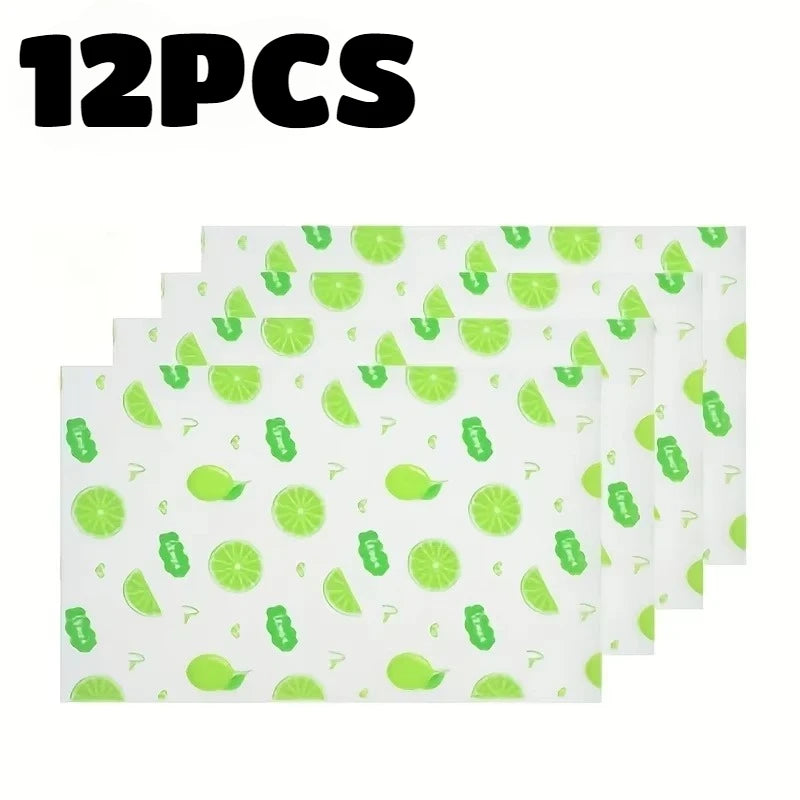 12PCS Refrigerator Mats Waterproof Fridge Liners Non-Slip Shelf Pads