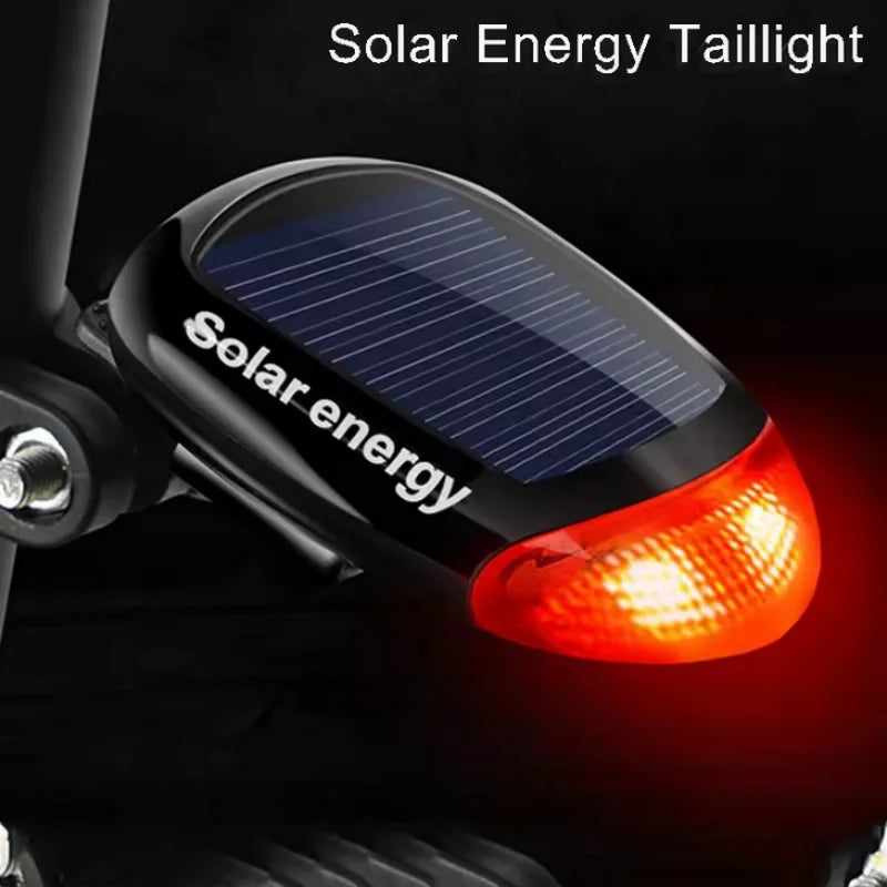 Solar LED Bicycle Tail Light Waterproof Bike Safety Rear Lamp - 2