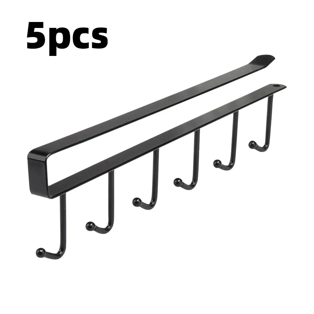 Under Cabinet Mug Holder 6 Hook Kitchen Storage Rack Organizer Hanger