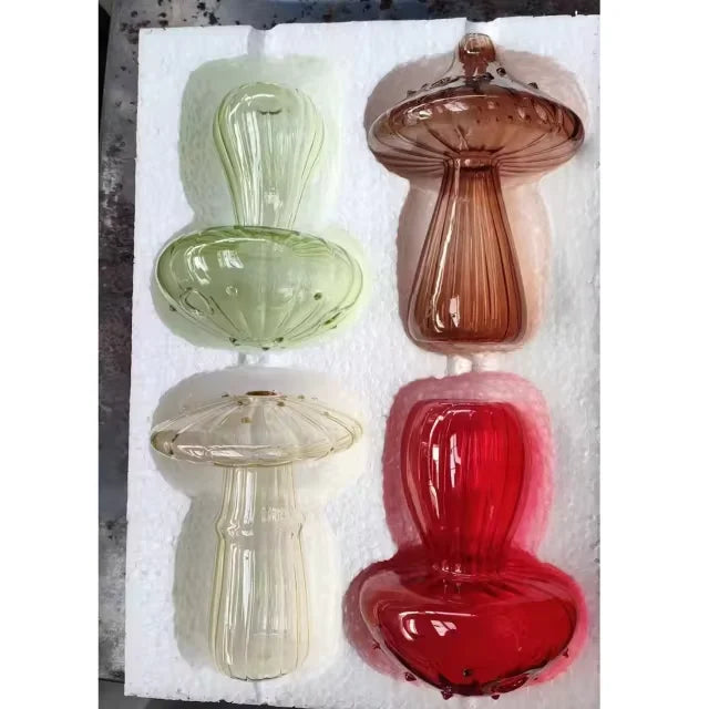Creative Mushroom Glass Vase Hydroponic Plant Pot Desktop Decor - 12