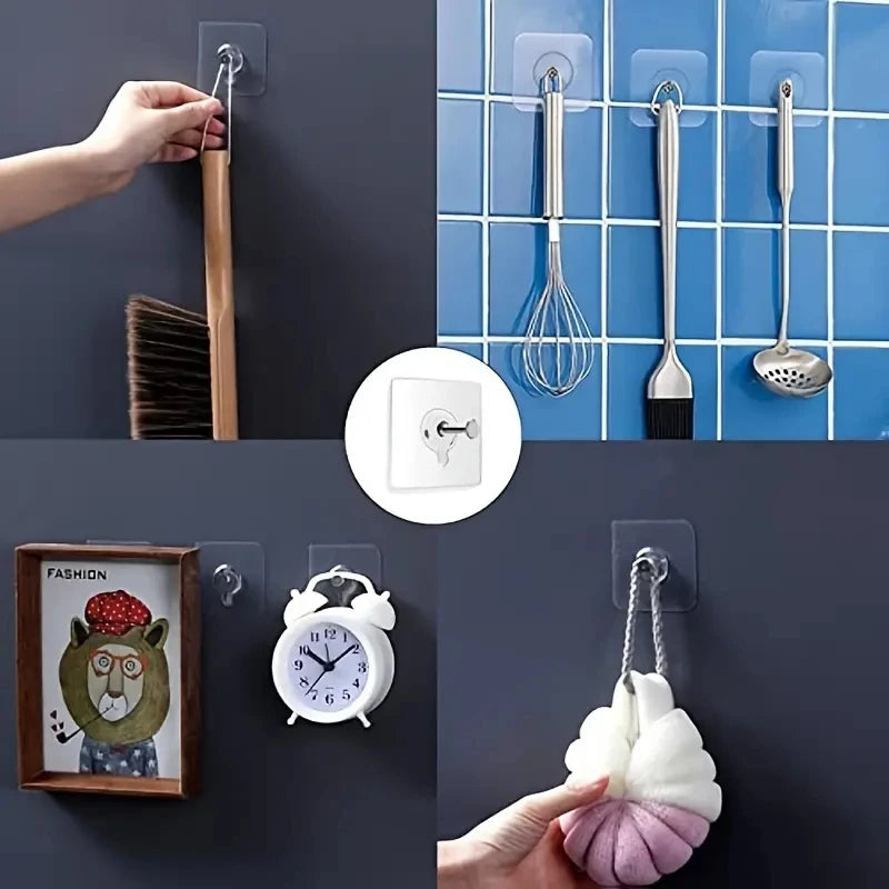 10 Pack Adhesive Wall Hooks Non Marking Picture Frame Hanger Set