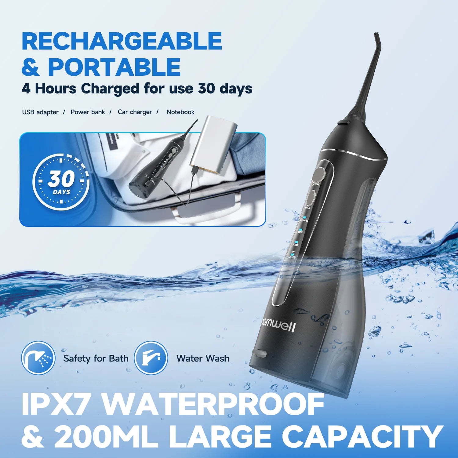 Cordless Water Flosser Portable Oral Irrigator - 6
