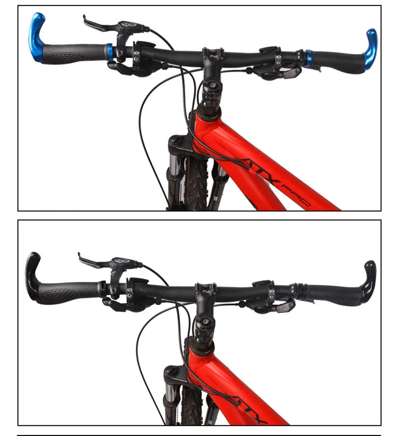 Ergonomic MTB Bicycle Handlebar Grips Anti Slip Rubber with Bar Ends - 13