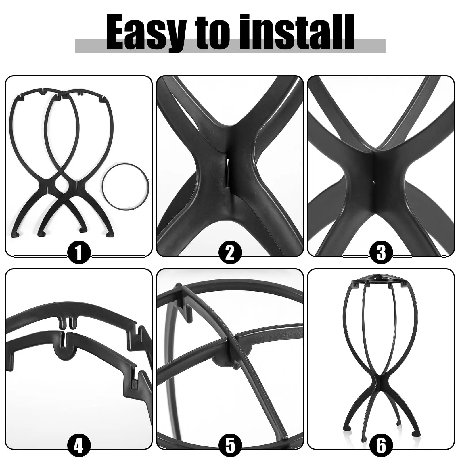Portable Folding Wig Stand and Hat Display Holder for Travel or Salon - 4