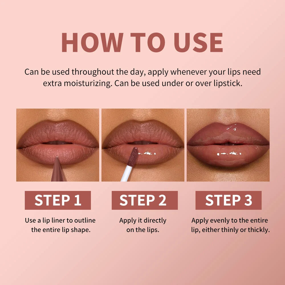 3D Lip Liner & Lip Gloss Set Hydrating Makeup - 6