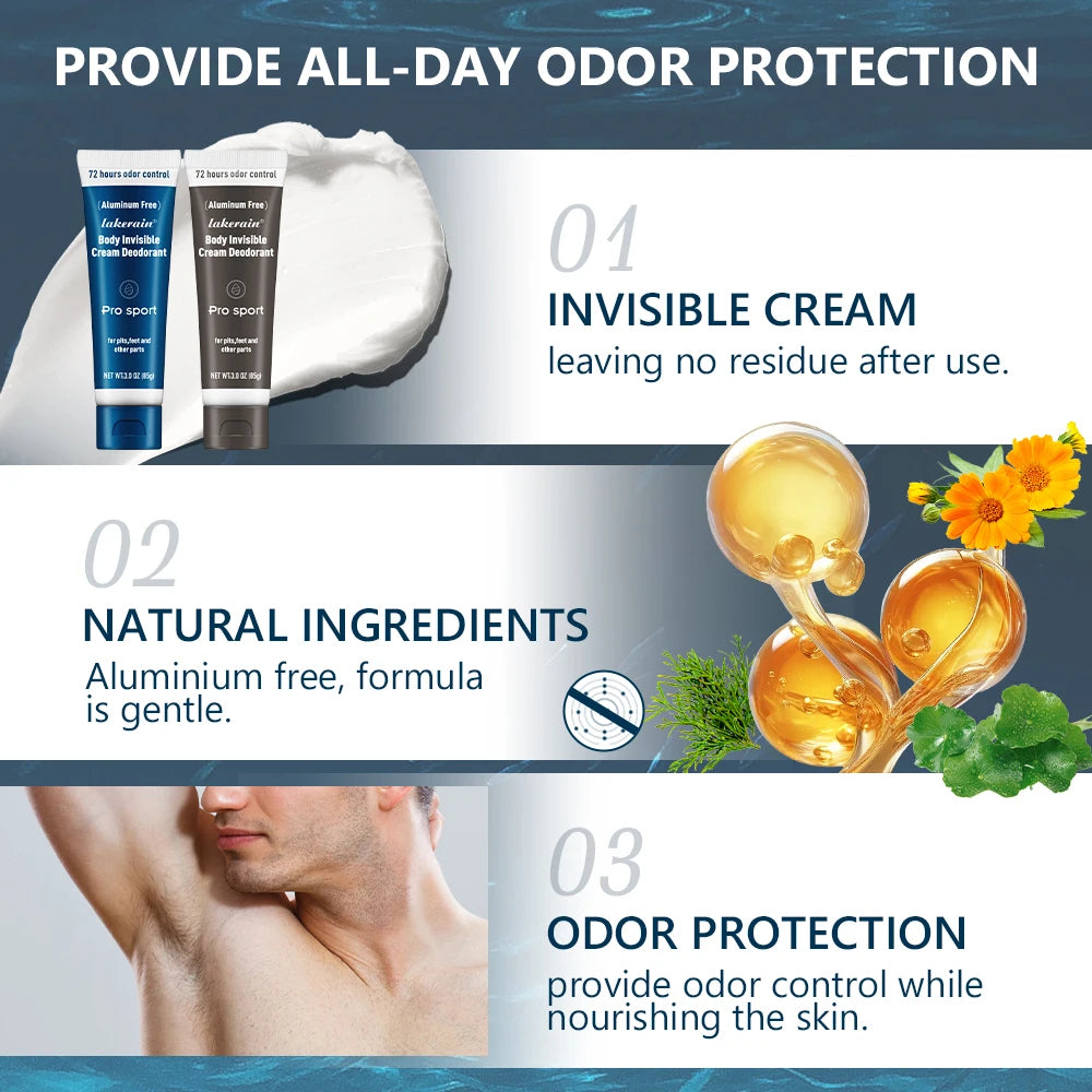 Body Deodorant Cream 72H Odor Protection Invisible Antiperspirant - 4