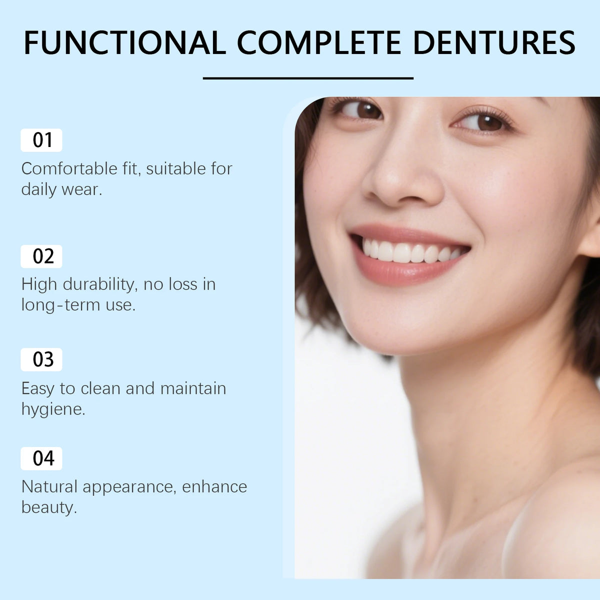 Oralhoe Cosmetic Denture Set Upper and Lower False Teeth