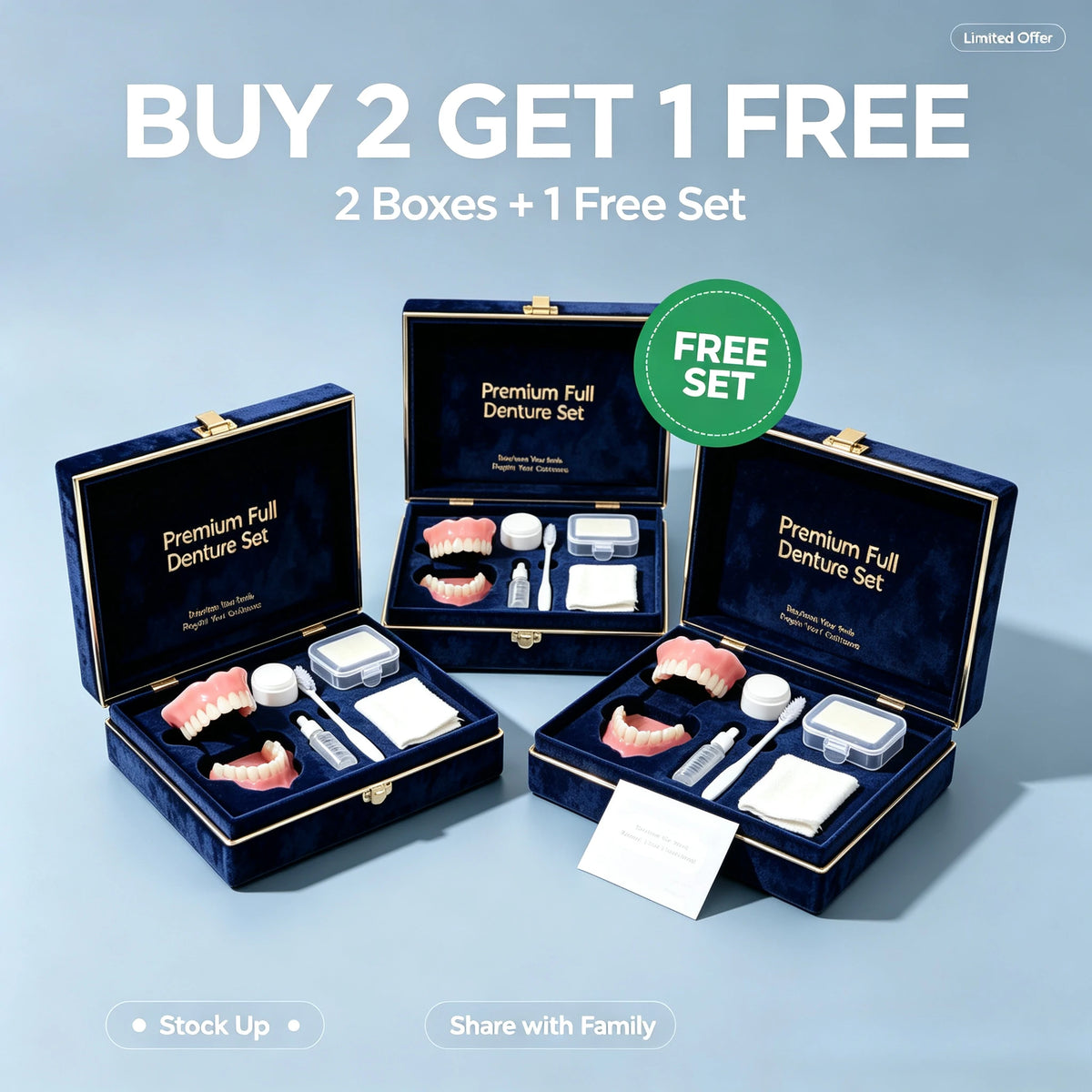 Silicone False Teeth Kit Upper Lower Smile Set