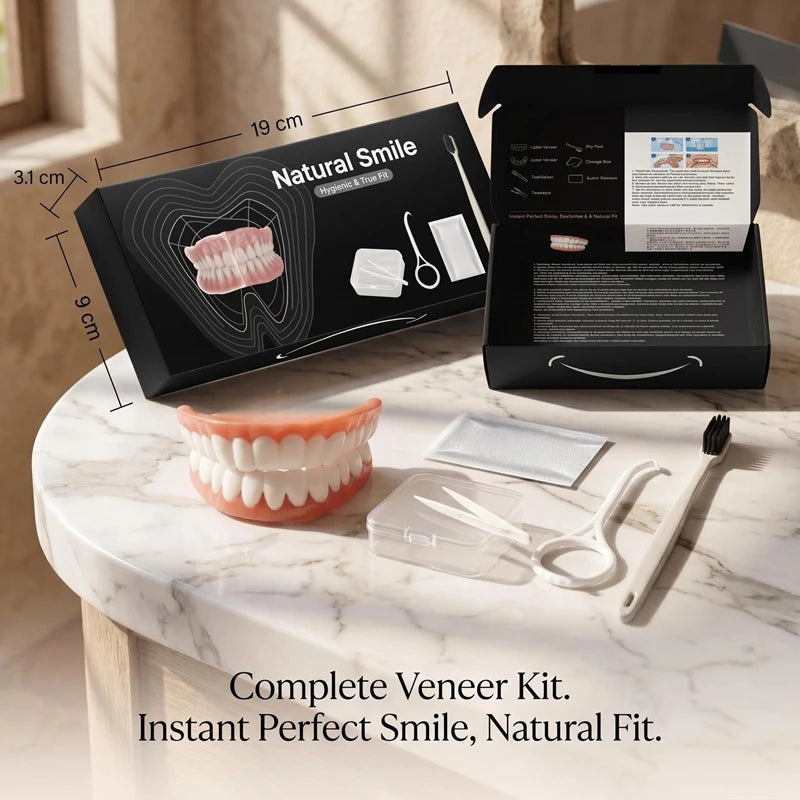 Complete Full Mouth Denture Set Soft Silicone Reline False Teeth