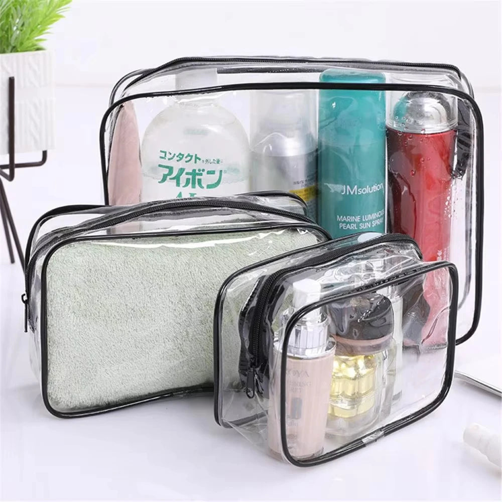Clear Travel Toiletry Bag Set Waterproof Cosmetic Organizer with Zipper