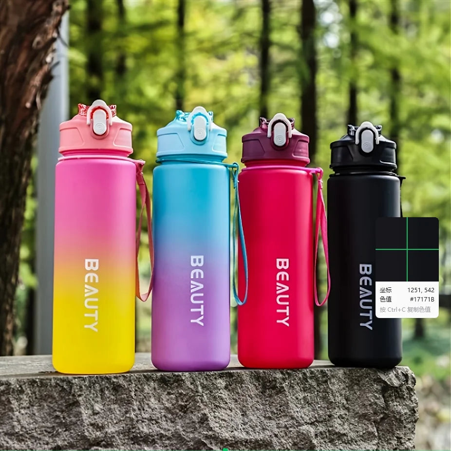 600ml Frosted Sports Water Bottle Leakproof Gym Drink Container