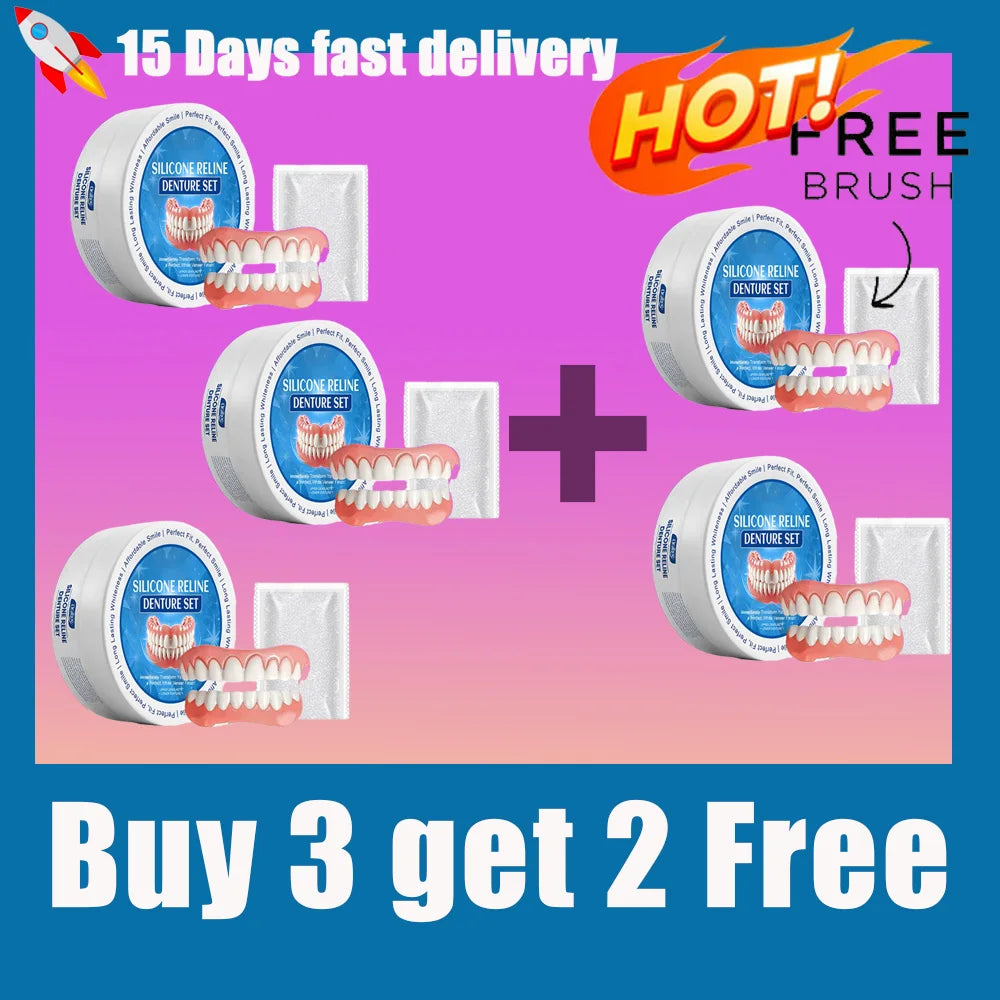 Silicone Dentures Full Set Upper Lower Temporary Smile Veneers
