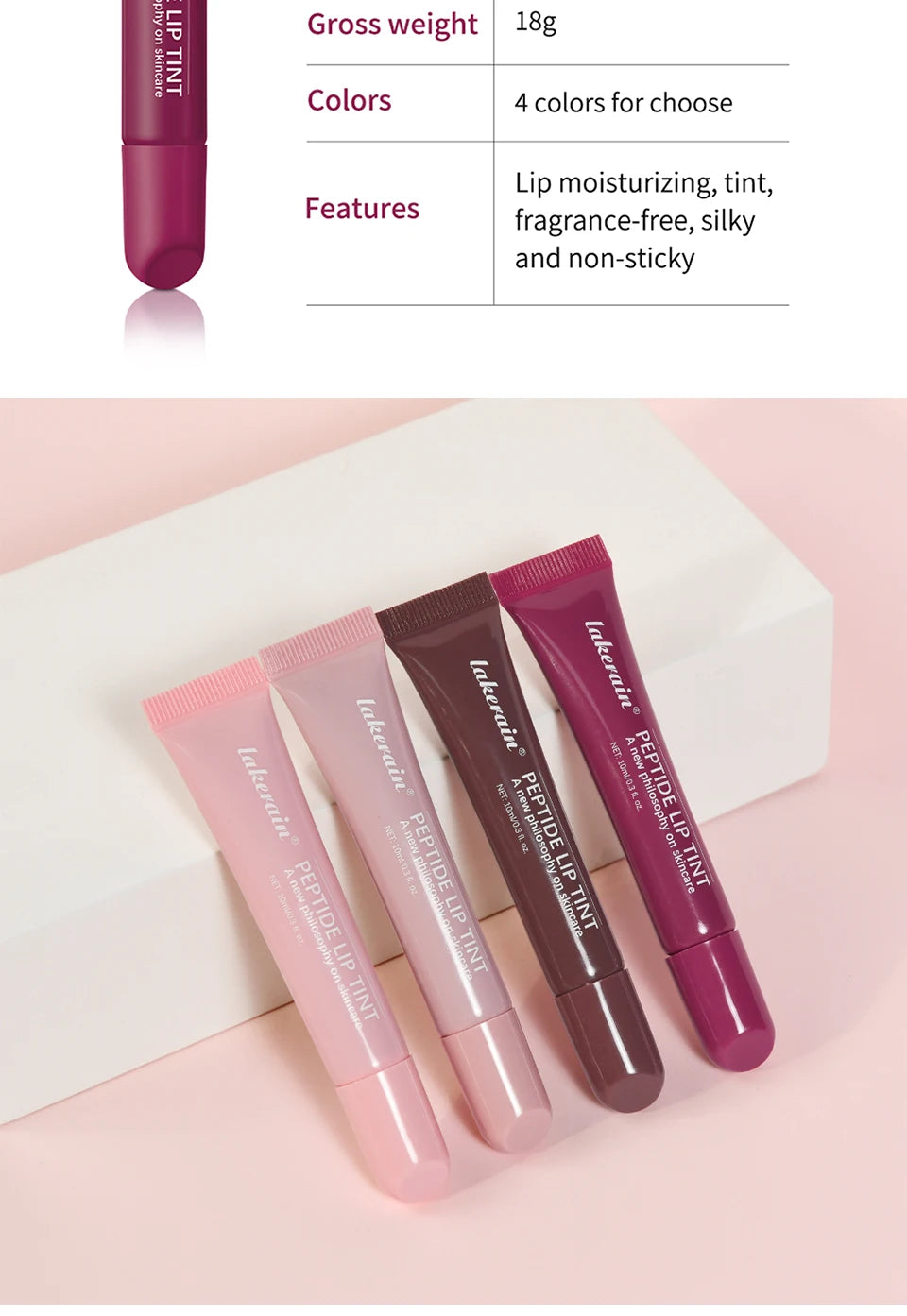 Lakerain Peptide Lip Tint Moisturizing Gloss - 16