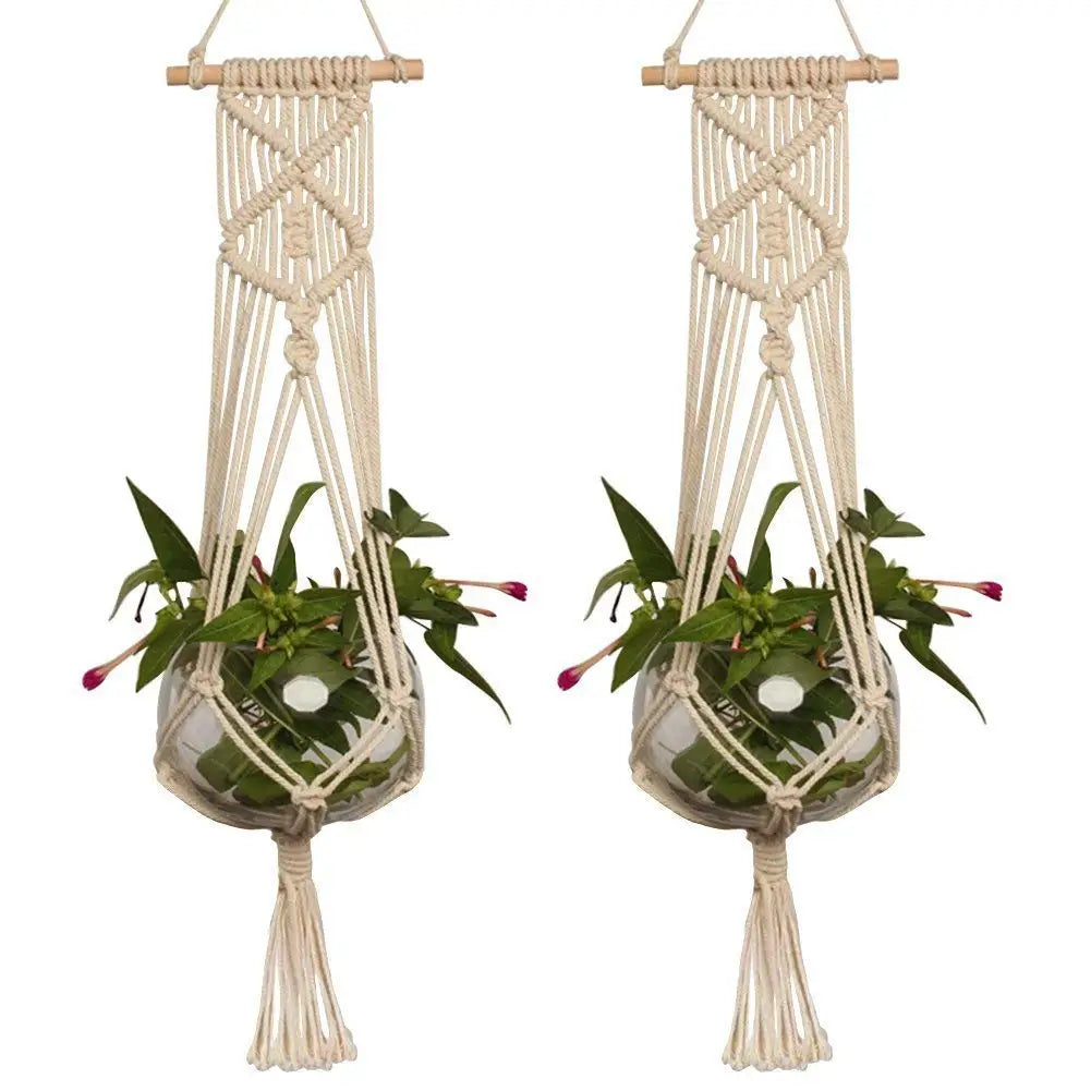 Handmade Macrame Plant Hanger Cotton Rope Wall Hanging Flower Pot Holder - 10