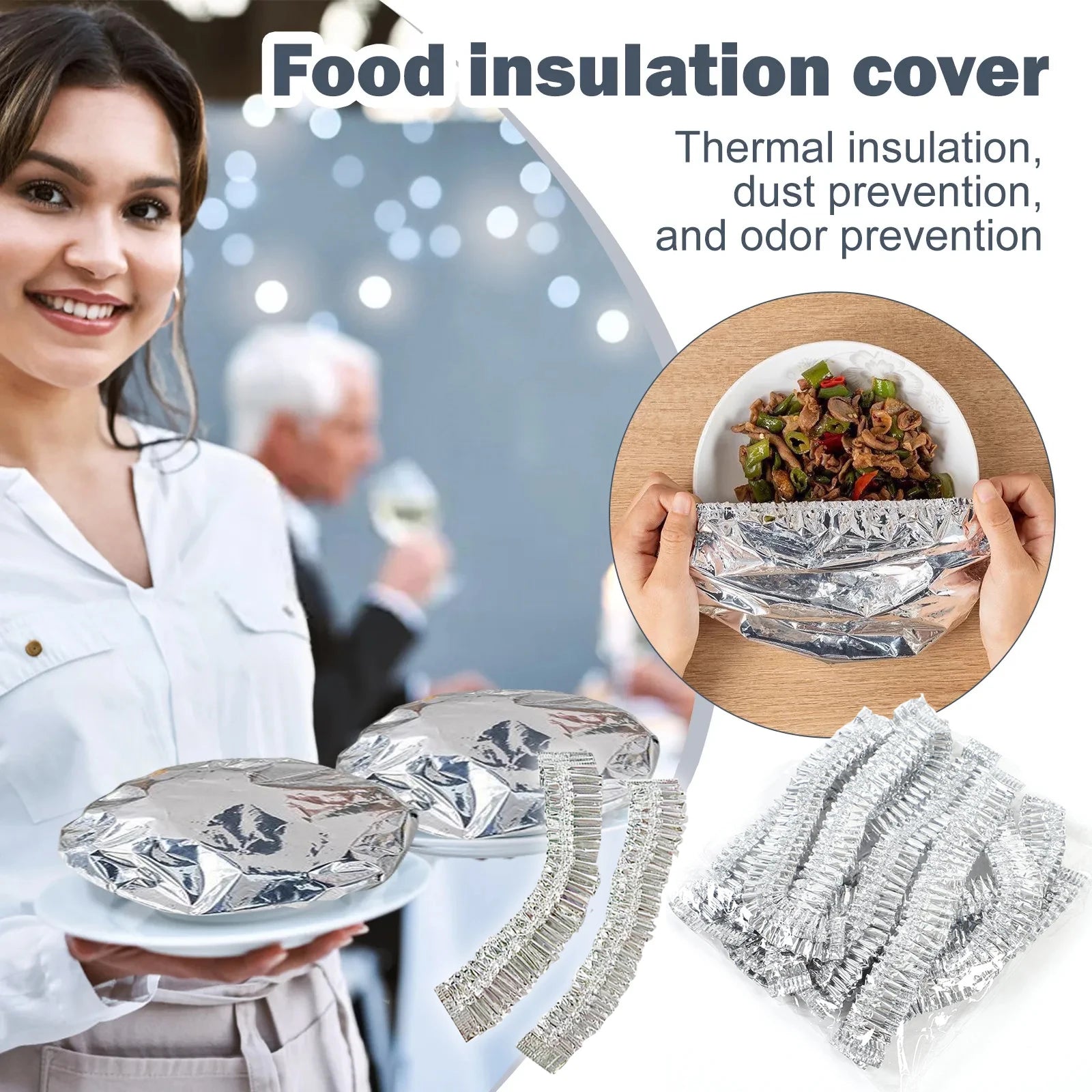 Reusable Aluminum Foil Food Covers Thermal Insulated Bowl Lid Set