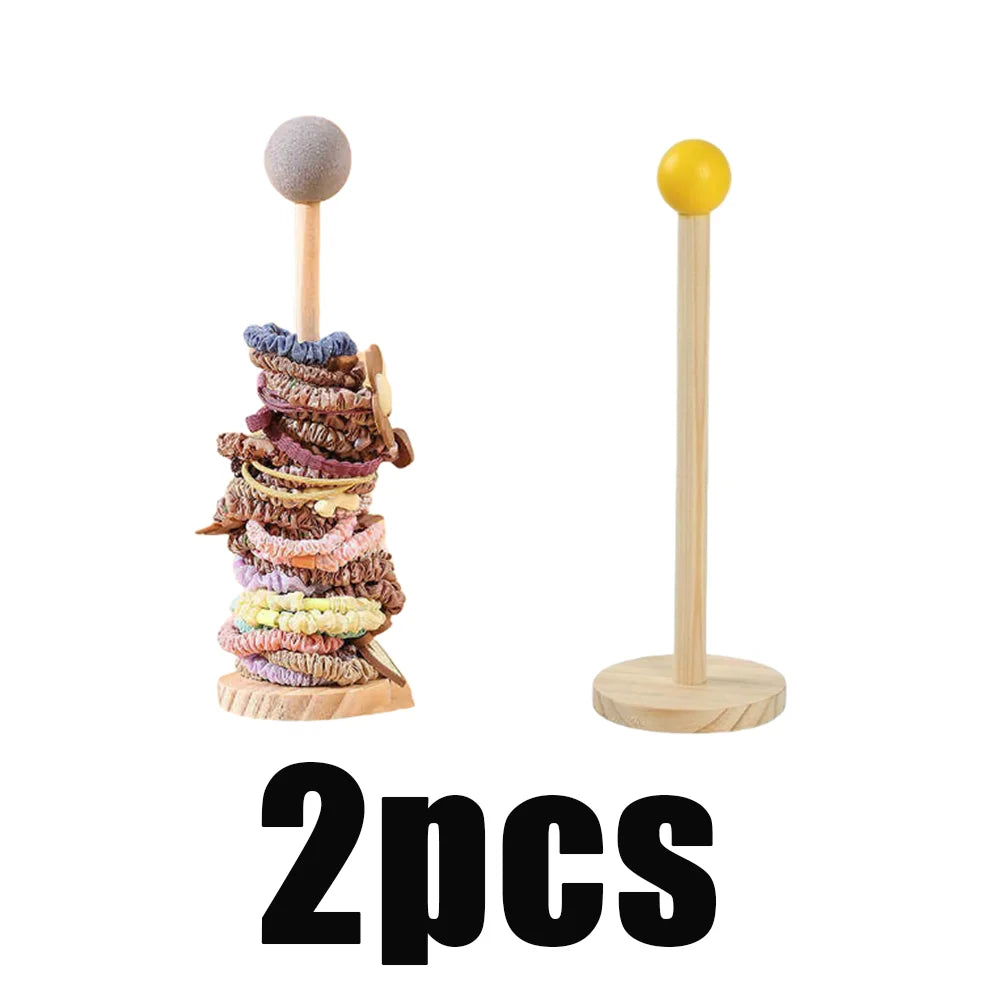 Wooden Hair Scrunchie Holder Organizer Display Stand for Jewelry Braclets