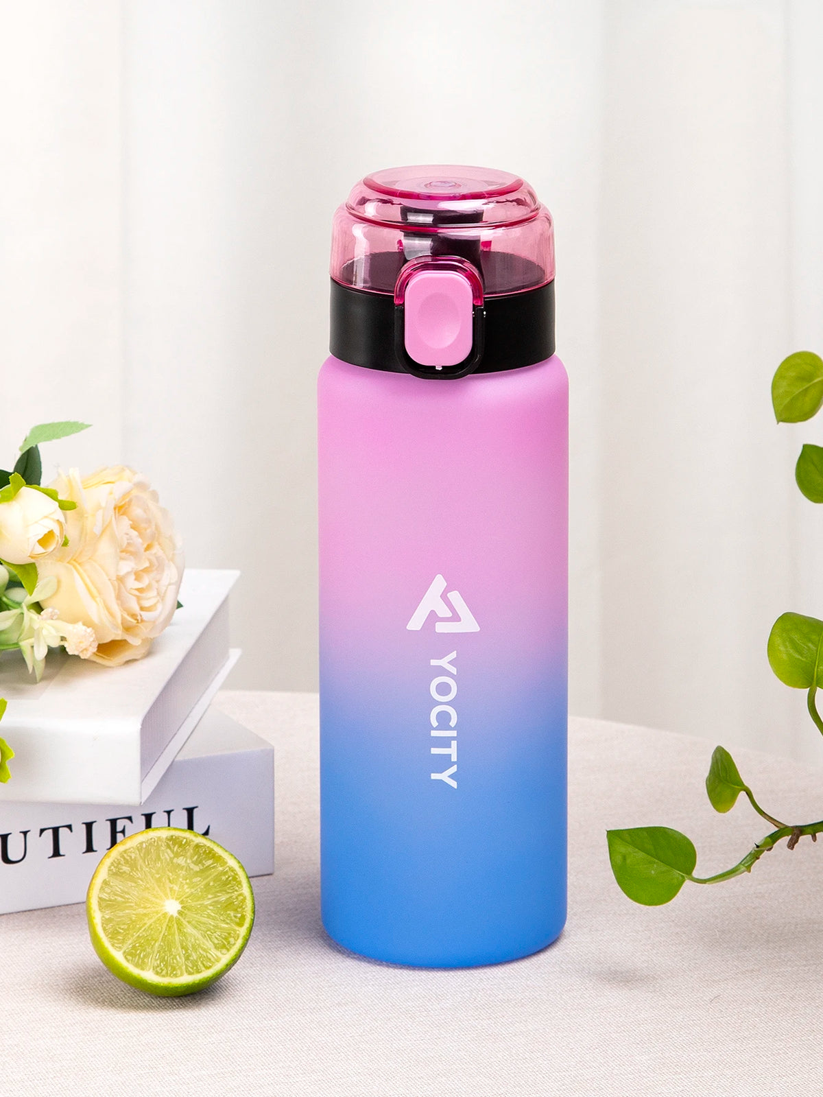 750ml Frosted Gradient Water Bottle Portable Sports Gym Drink Cup