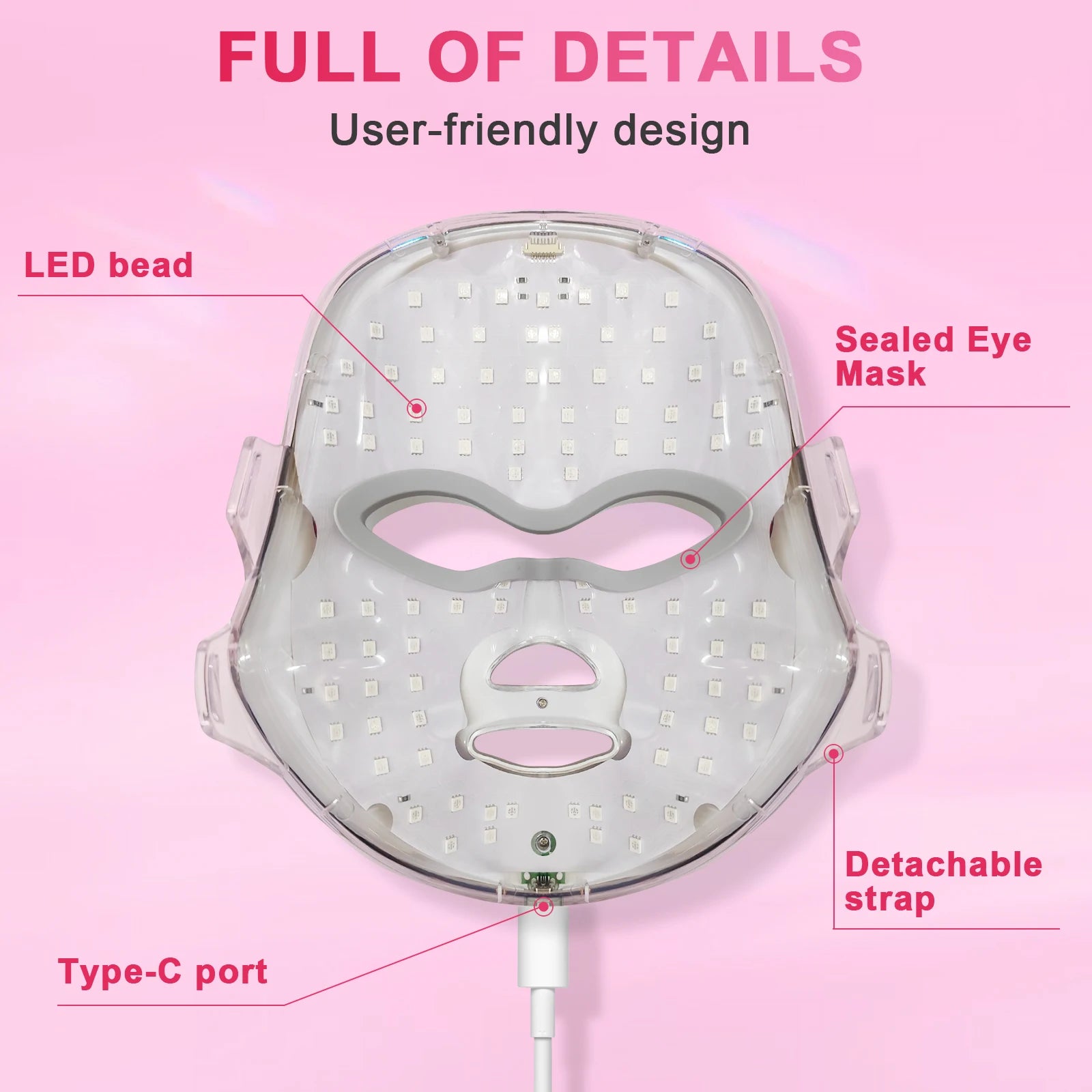 7 in 1 Cordless LED Photon Facial Mask Skin Rejuvenation Tool - 13