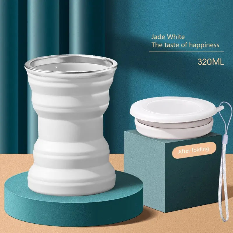 Portable Silicone Collapsible Cup Foldable Travel Mug with Lanyard - 19