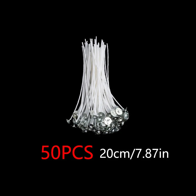50 Pack Cotton Candle Wicks Pre-Waxed DIY Candle Making Supplies