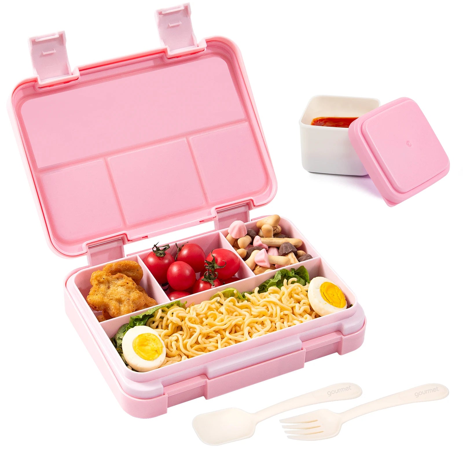 Kids Bento Box Divided Lunch Container Leakproof School Food Box 1180ml - 10