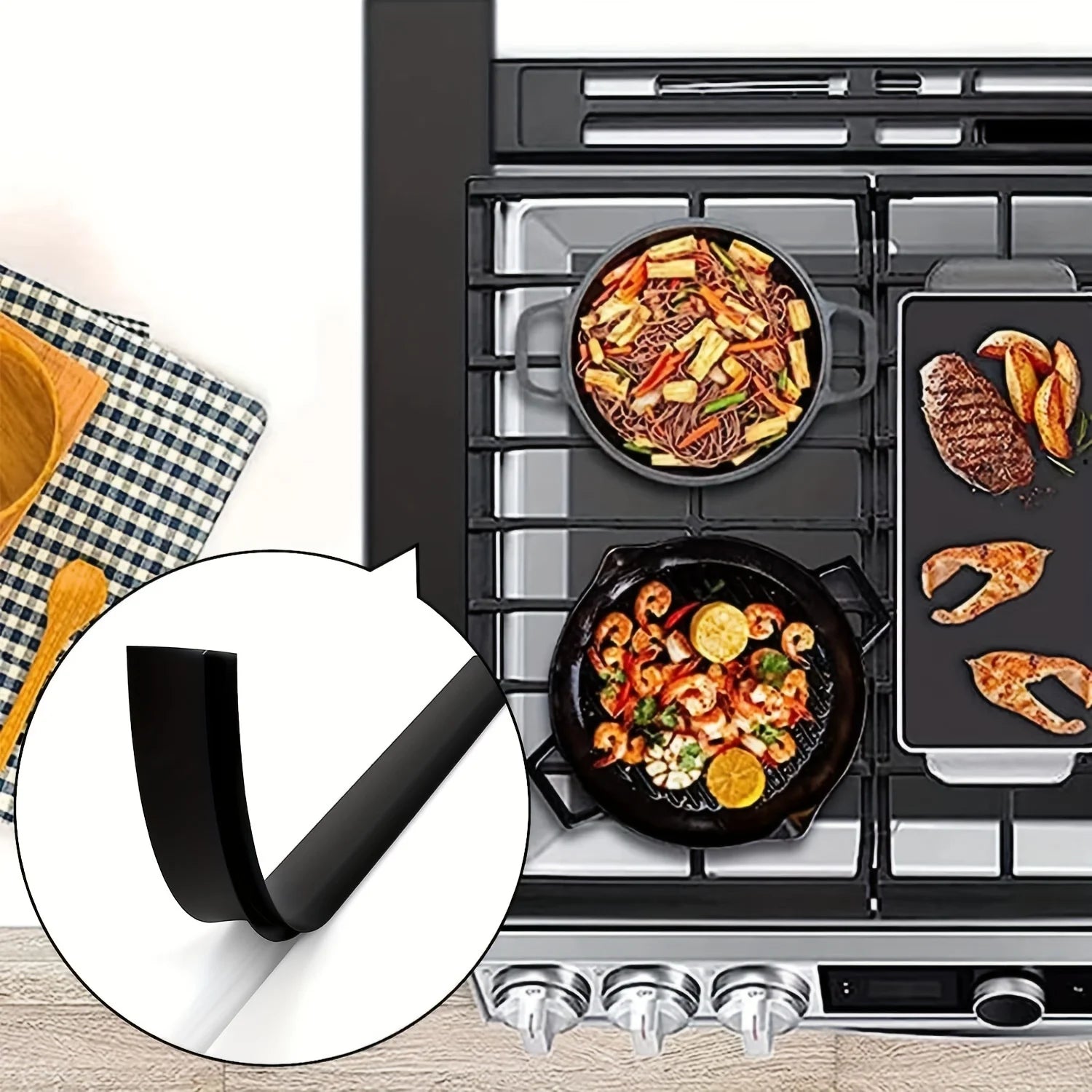 Silicone Stove Gap Cover Kitchen Counter Sealing Strip Oil Proof