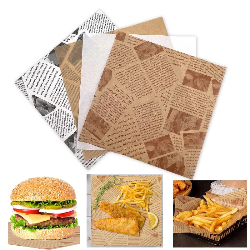50pcs Greaseproof Food Wrapping Paper for Burgers Sandwiches and Fries - 7