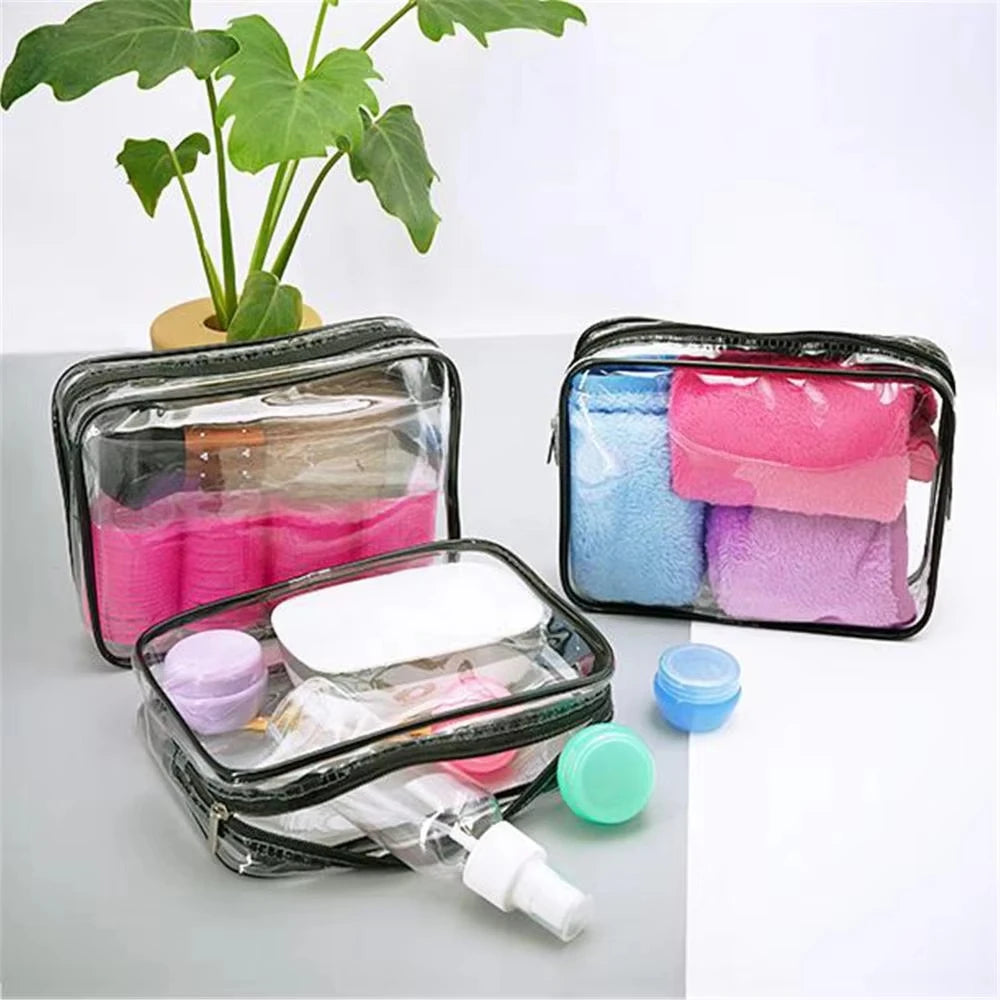 Clear Travel Toiletry Bag Set Waterproof Cosmetic Organizer with Zipper