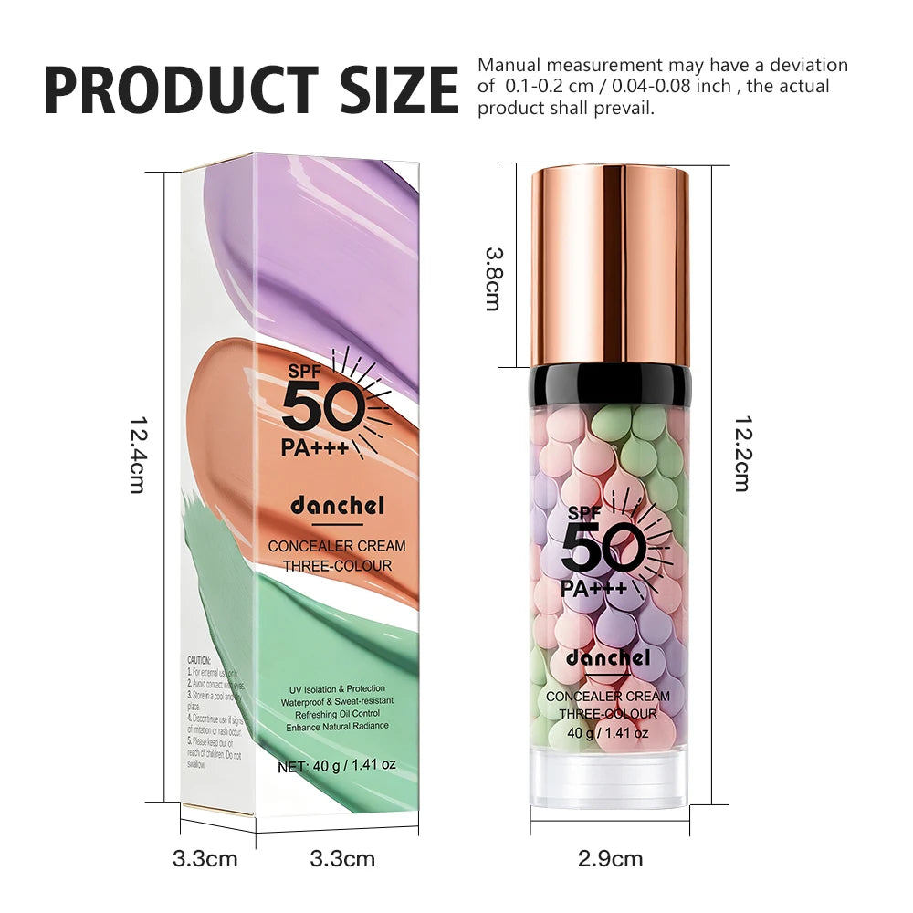 3 Color Correcting Concealer Cream SPF50 Makeup Primer Base - 15