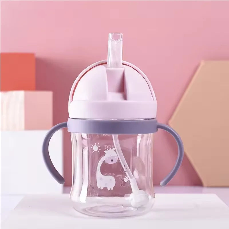 Baby Sippy Cup with Straw Gravity Ball and Handles 250ml Leakproof Bottle - 11
