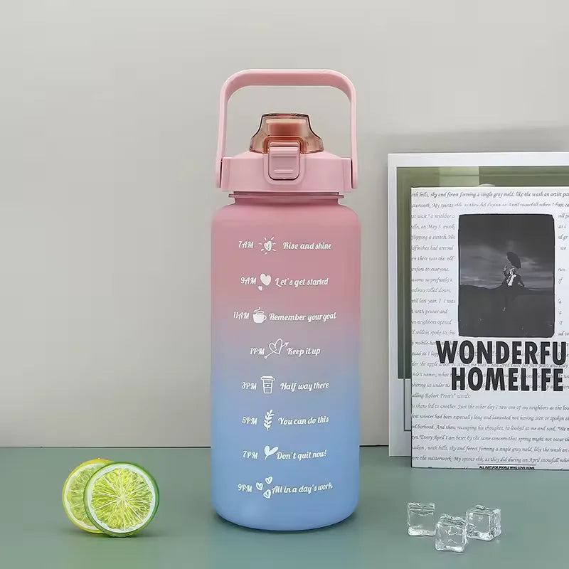 Motivational Water Bottle with Time Marker Leakproof Sport Fitness Jug