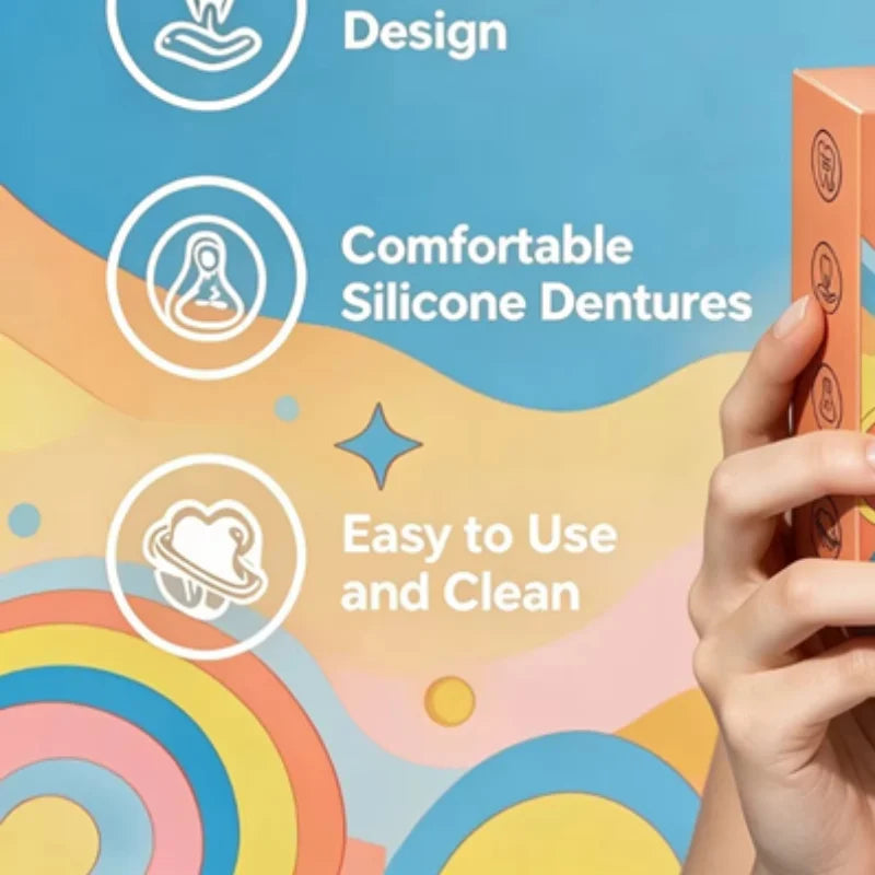 Silicone Upper Lower Dentures Simulation Teeth Smile Restore - 1