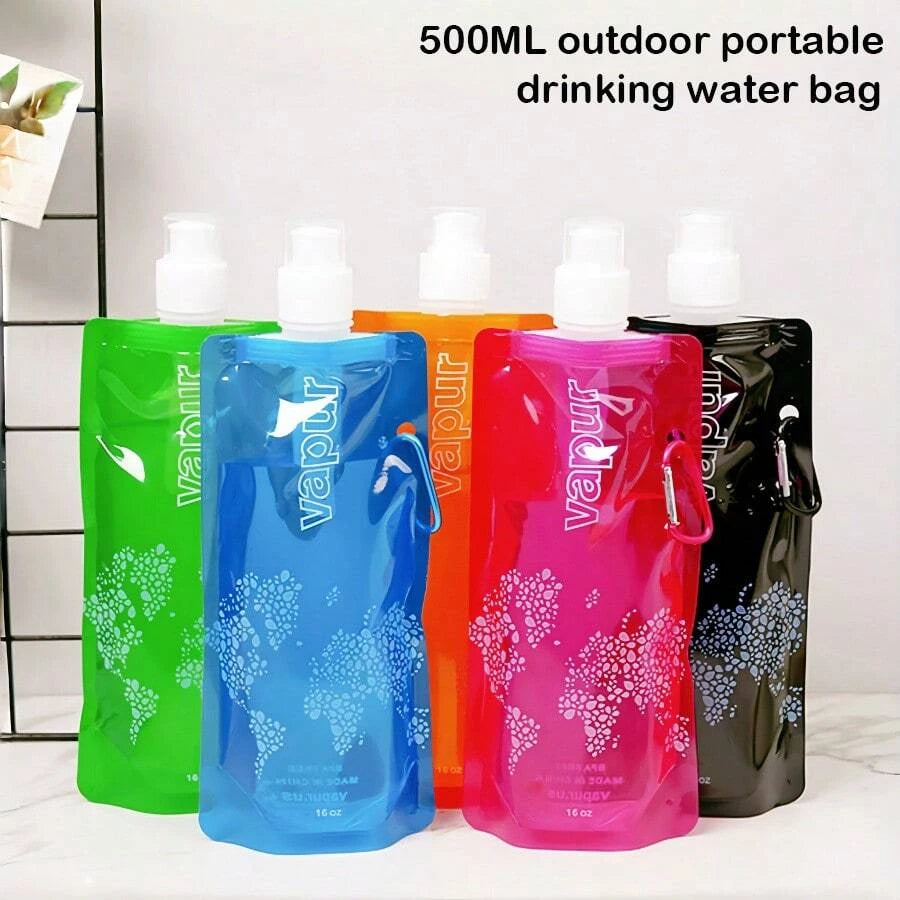 Portable Foldable Water Bag 500ml Soft Flask for Hiking and Camping