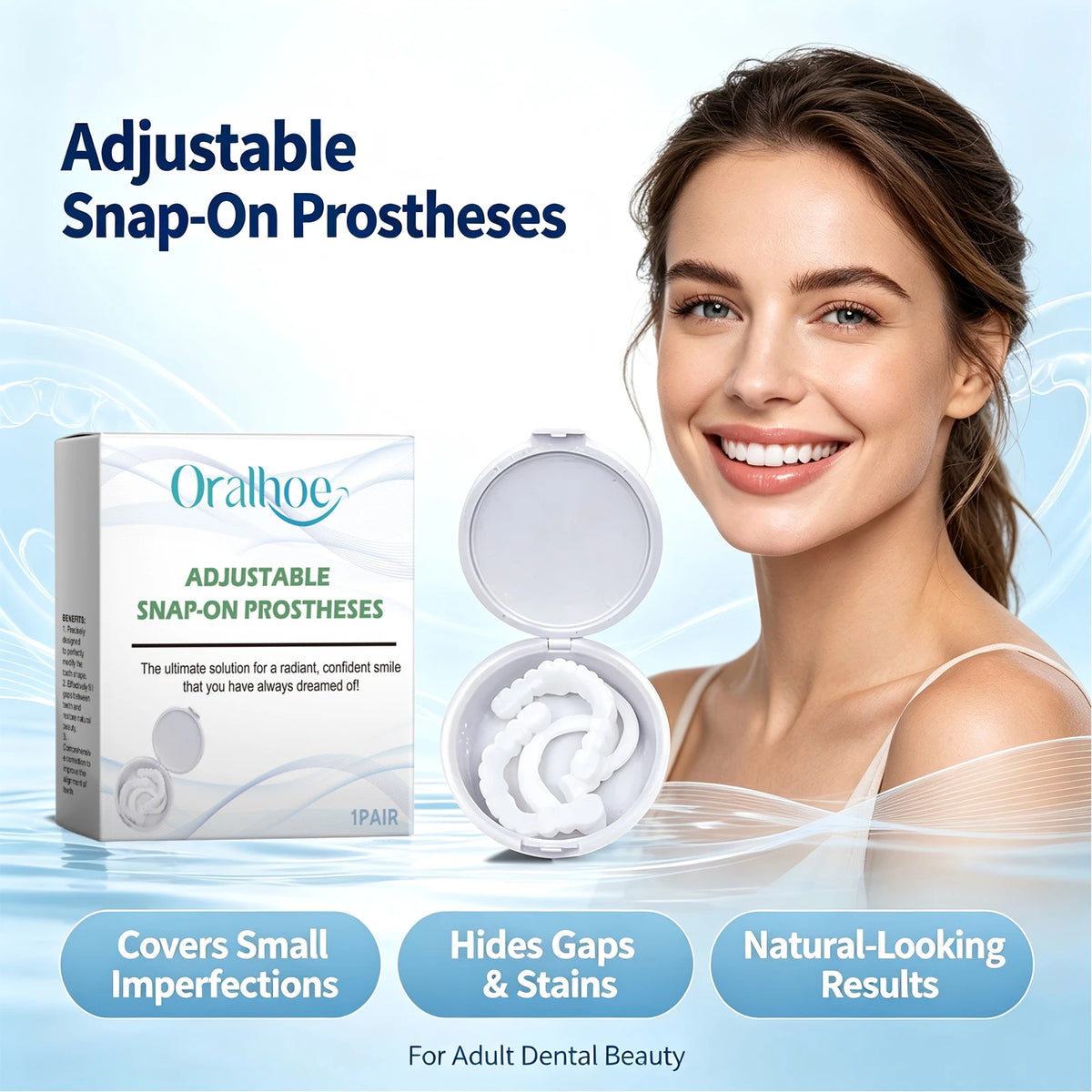 Adjustable Snap On Dentures Smile Makeover Fake Teeth Veneers