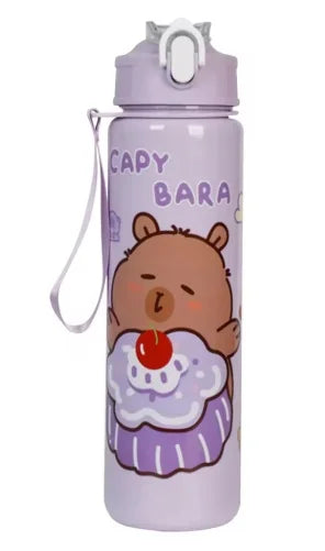 Cute Capybara Water Bottle 700ml Leak Proof Sports Straw Cup