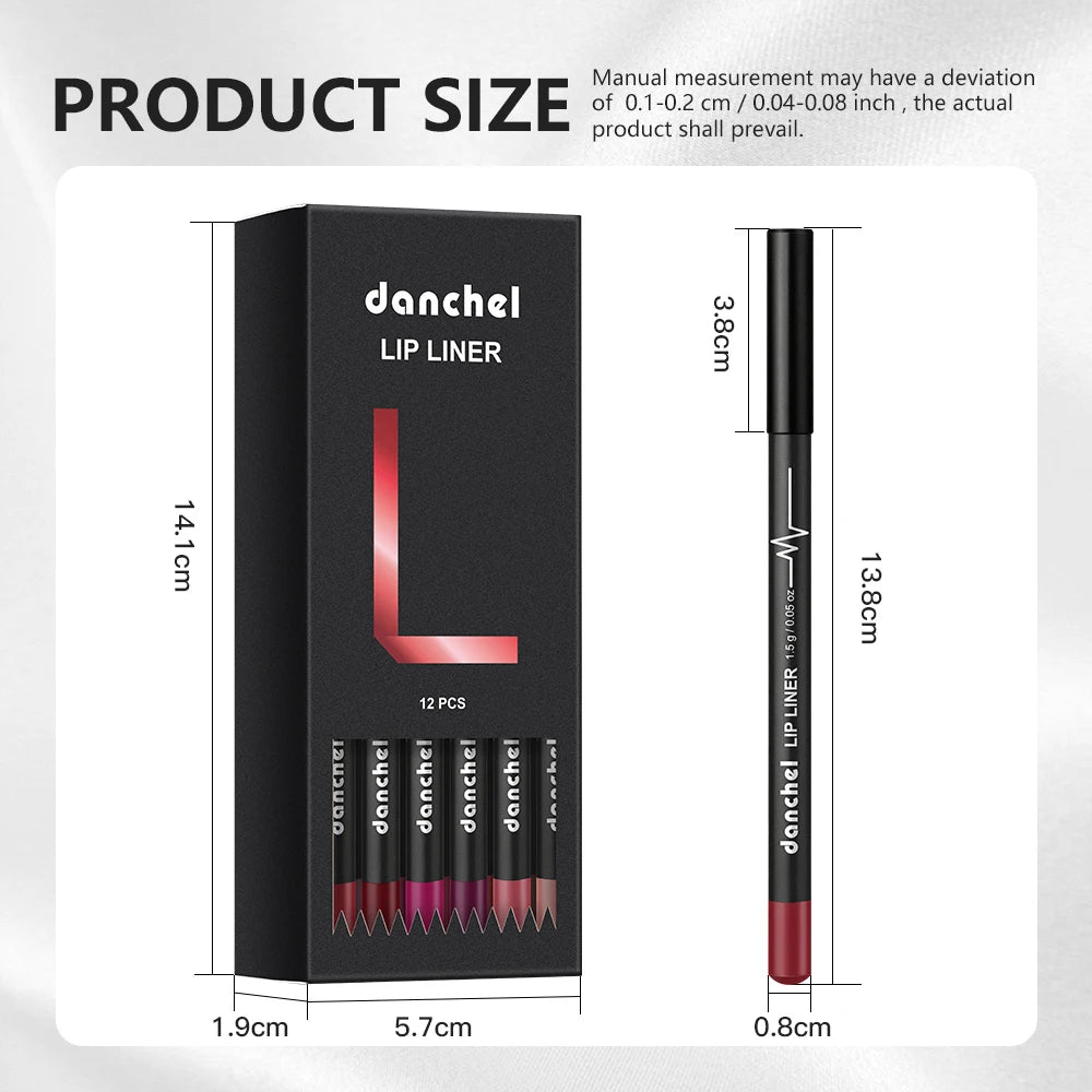 Semi-Matte Lip Liner Pencil Set Waterproof Smudge-Proof Cosmetics