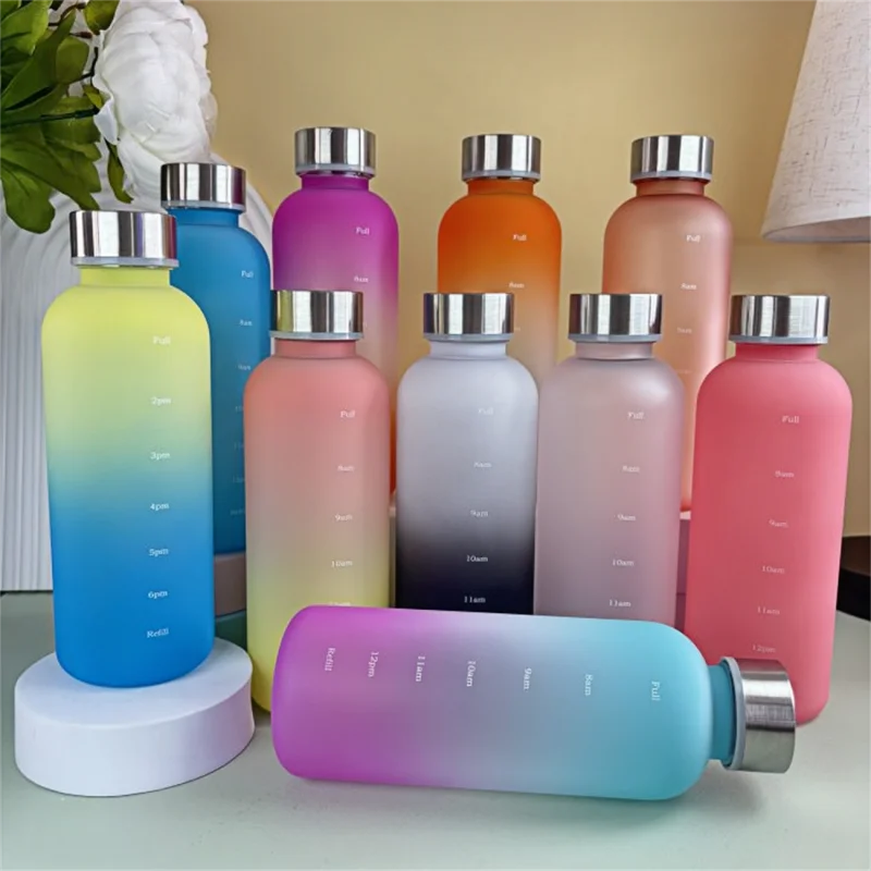 550ml Motivational Water Bottle with Time Marker Leakproof Sports Flask
