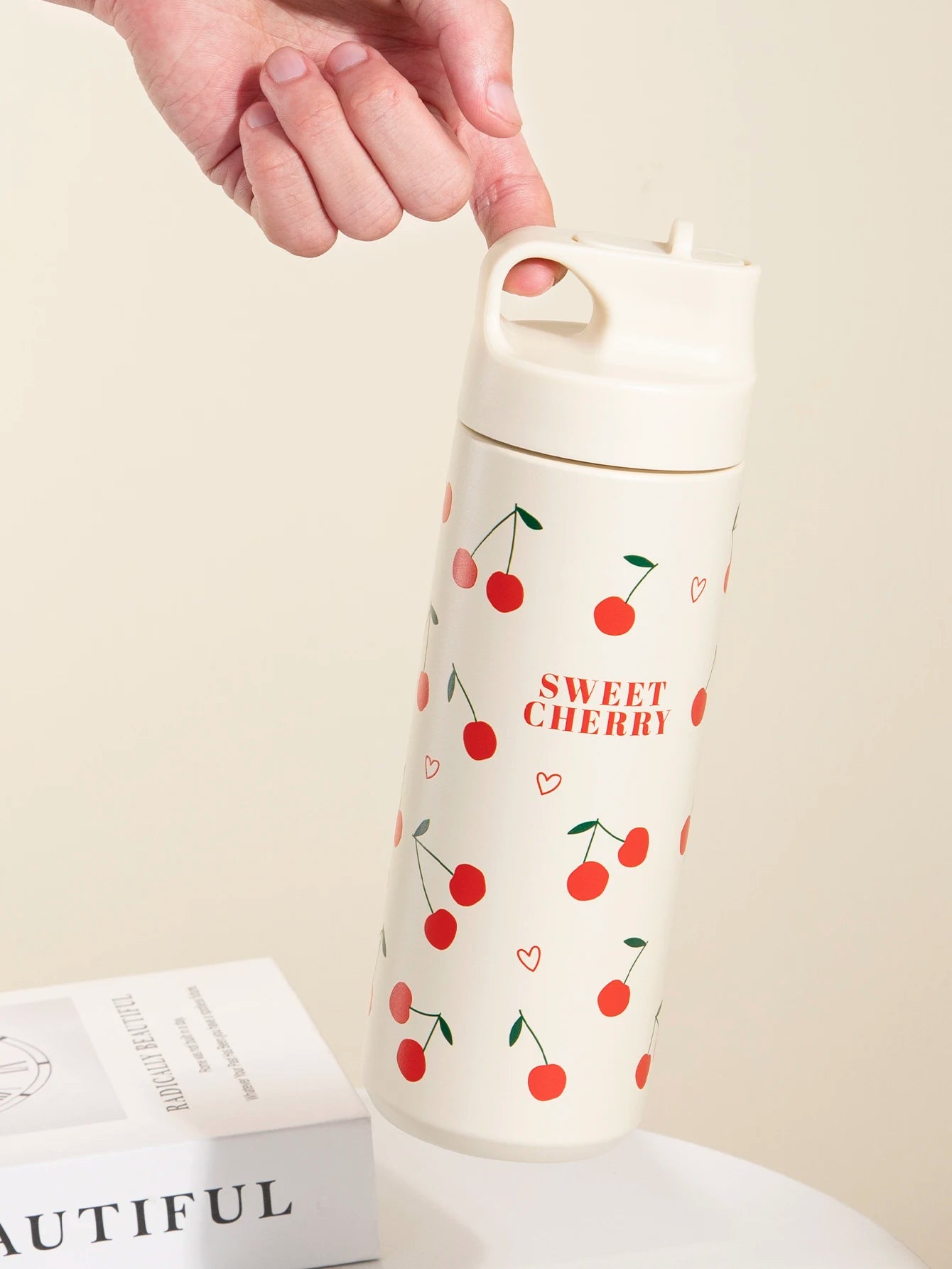 500ml Bow Print Insulated Stainless Steel Tumbler Cup with Straw - 6