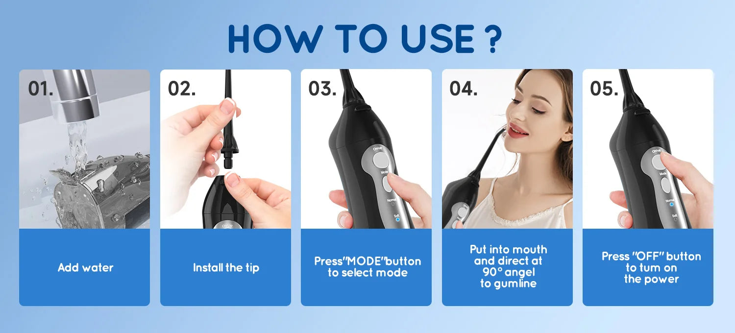 Mornwell Portable Water Flosser USB Rechargeable Oral Irrigator - 12