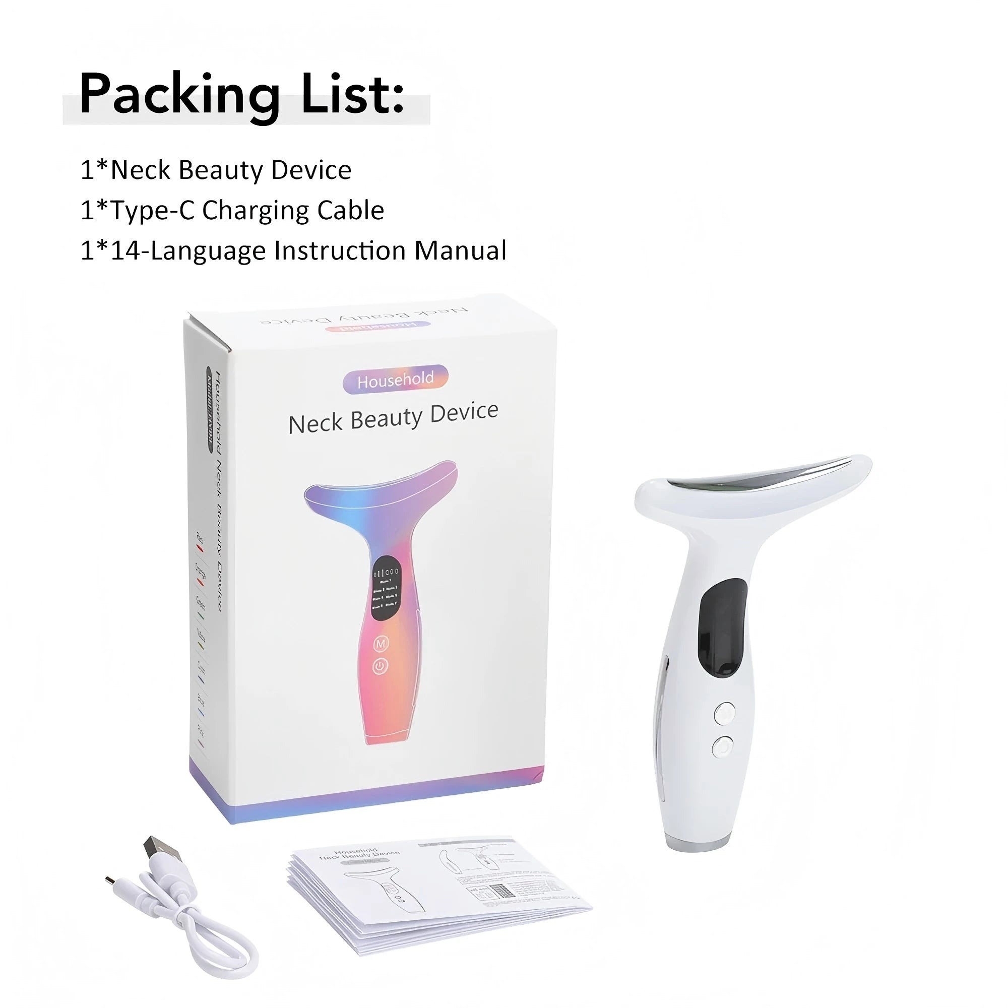 7 Colors LED Neck Beauty Device Microcurrent Face Massager Skin Tool - 13