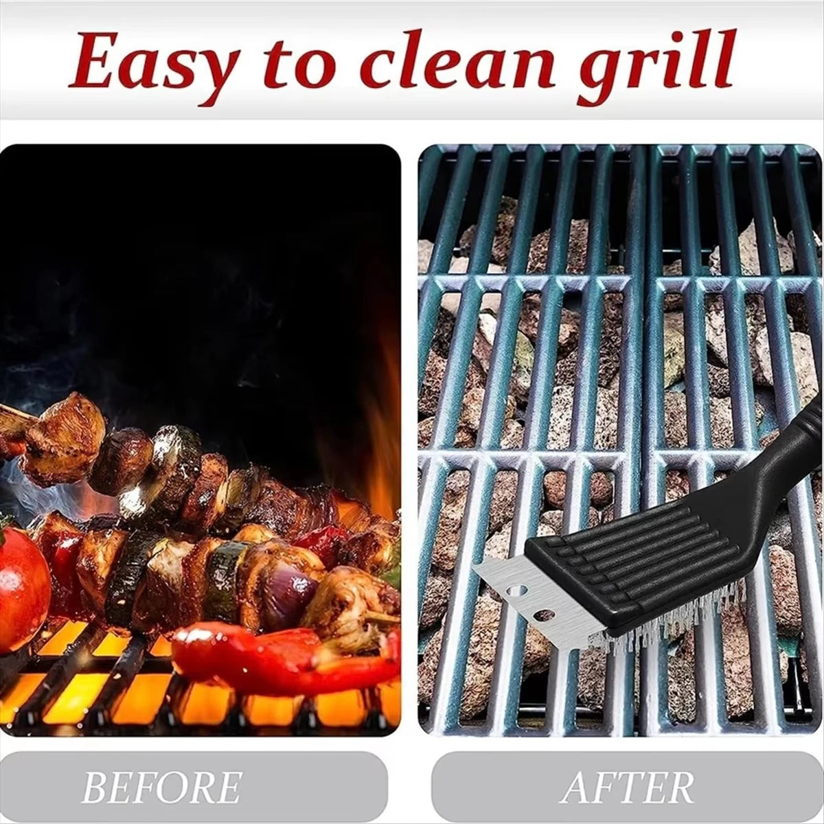2-in-1 BBQ Grill Brush and Scraper Steel Wire Cleaning Tool