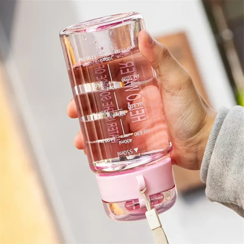 550ml Leak Proof Sports Water Bottle with Time Marker and Straw - 5