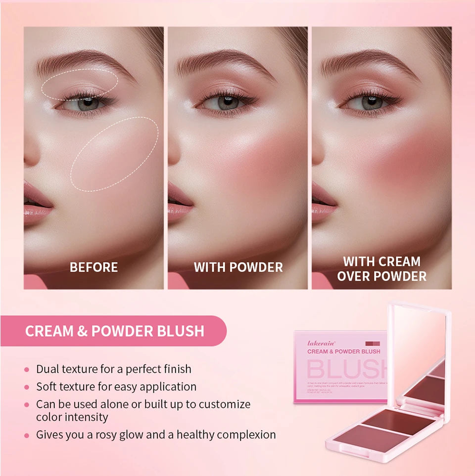 Lakerain 2 in 1 Cream and Powder Blush Makeup Palette - 11