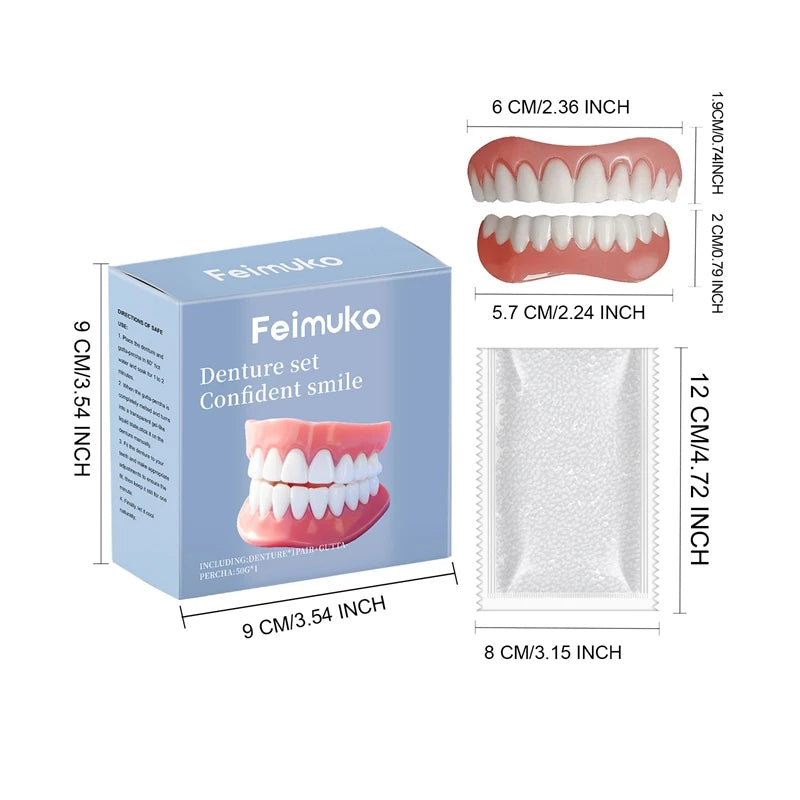 Silicone Temporary Dentures Full Set Fake Teeth