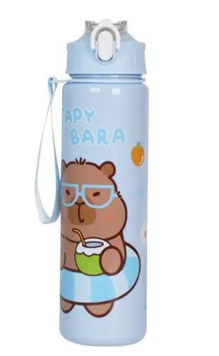 Cute Capybara Water Bottle 700ml Leak Proof Sports Straw Cup - 11