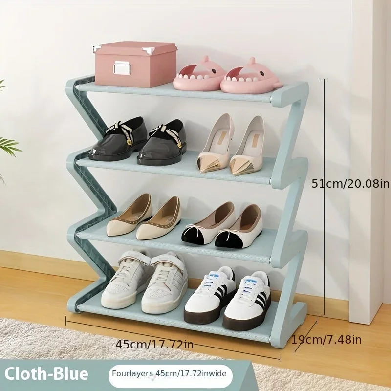 4-Tier Z-Shaped Shoe Rack Compact Storage Organizer for Dorms and Entryway - 4