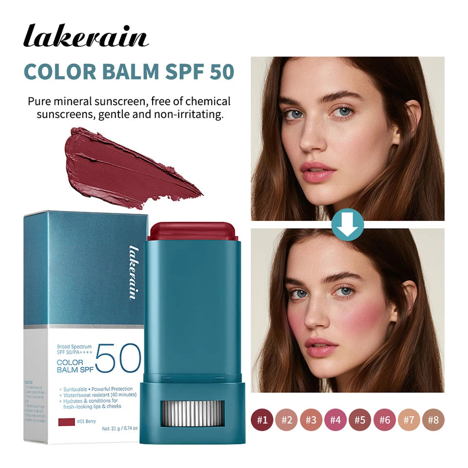 SPF 50 Blush Balm Stick Hydrating Sunscreen Makeup