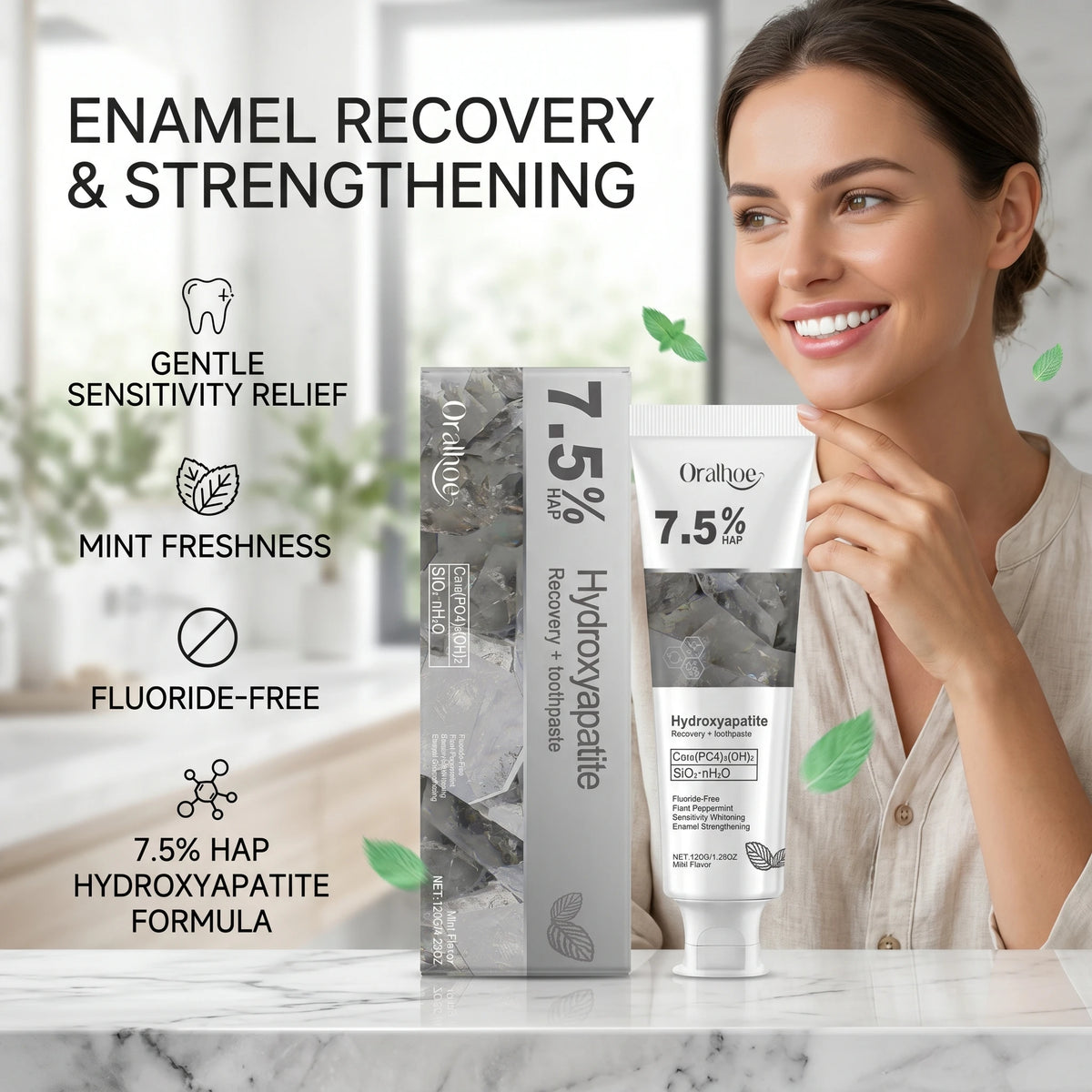 Oralhoe 7.5% Hydroxyapatite Toothpaste Enamel Repair